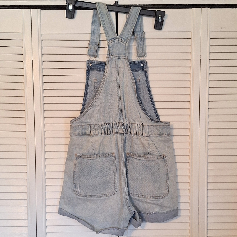 No Boundaries Distressed Light Denim Overall Shorts Medium *U - Picture 4 of 8